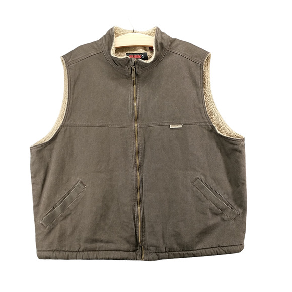 Wolverine Men's Full Zip Sherpa Lined Vest Brown XXL Cotton Twill - Picture 1 of 14